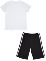 Костюм спортивный (футболка белая +шорты с лампасом)134-152 рост Б