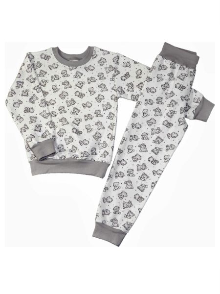 Пижама с серым Мишкой (футер с начесом) 92-116 рост 