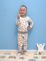 Пижама с серым Мишкой (футер с начесом) 92-116 рост